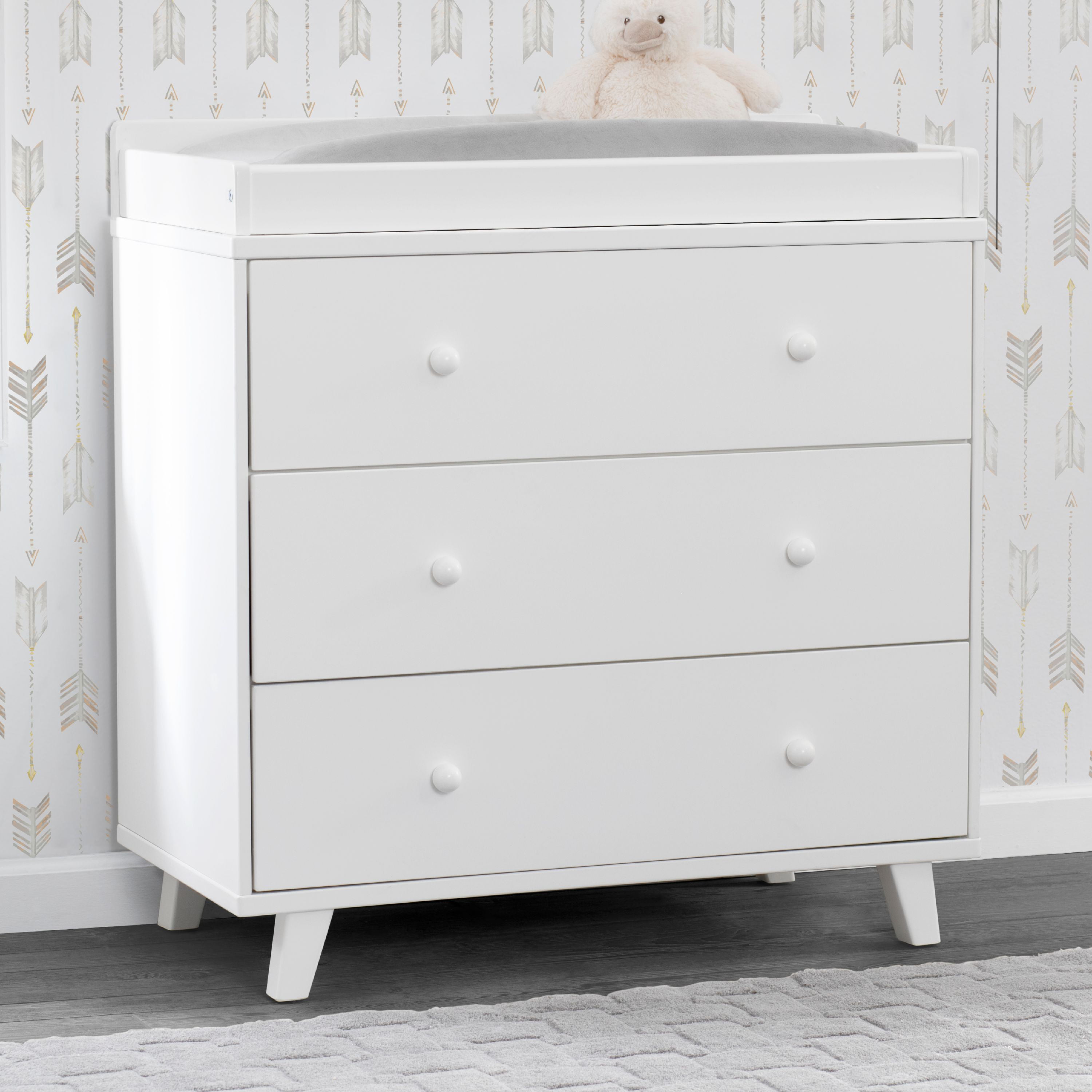 Delta Children Ava 3 Drawer Dresser With Changing Top White