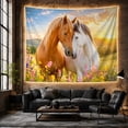 thumbnail image 6 of Two Horses Standing in a Flower Meadow, Serene Rustic Style for Horse Lovers, Horse Wall Art, Mother's Day Gift, Tapestry Wall Hanging for Bedroom and Living Room, 6 of 7