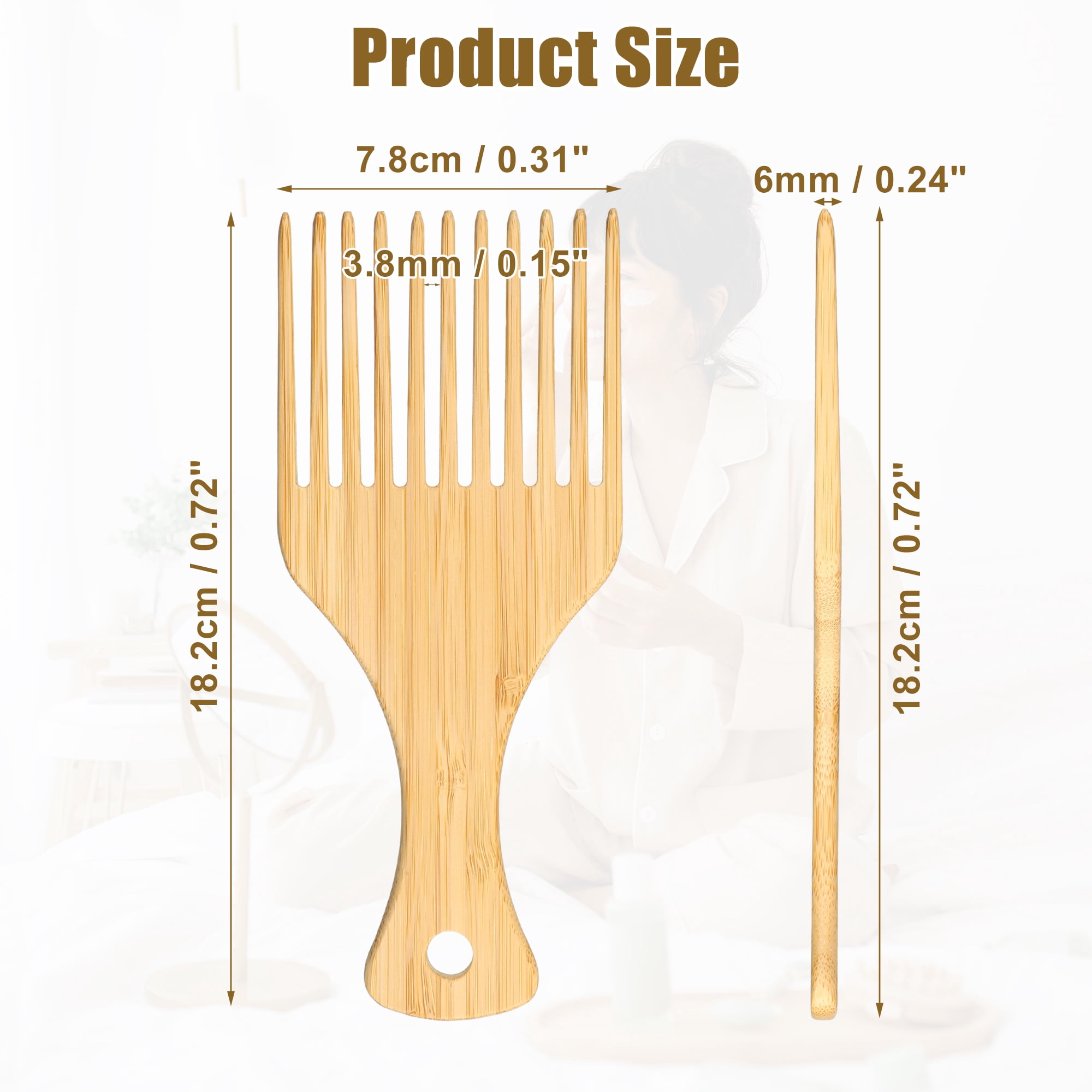 Unique Bargains Wood Afro Hair Pick Combs For All Hairs 7.17"x3.07" 2 Pcs
