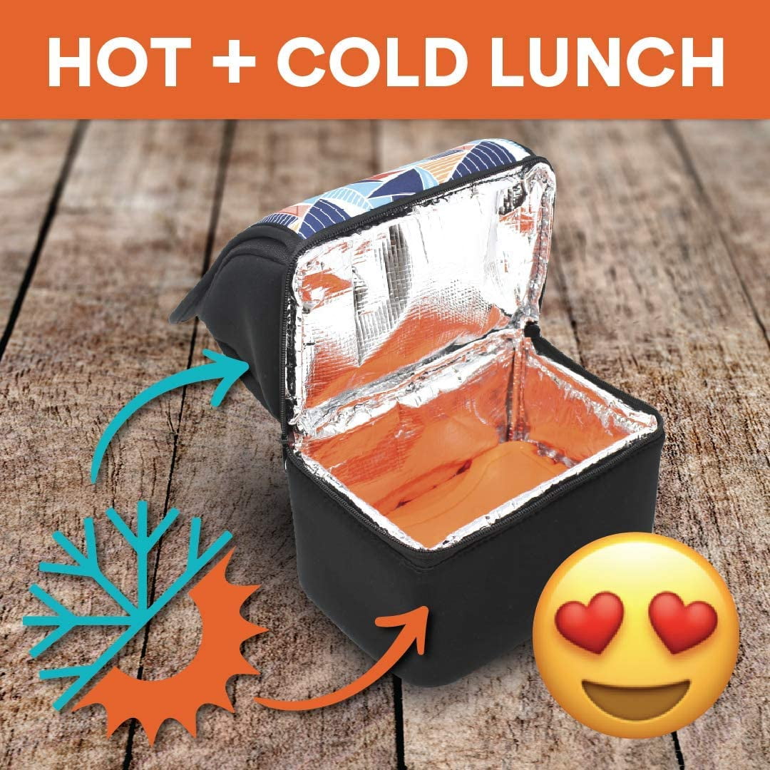  Lava Lunch, Heather Grey Thermal Lunch Box with Insulated Warm  & Cold Compartments, Includes Heat Packs for Added Warmth