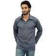 thumbnail image 2 of Atasi Indian Ethnic Men's Kurta Full Sleeve Collar Neck Cotton Gray Shirt-Small, 2 of 7
