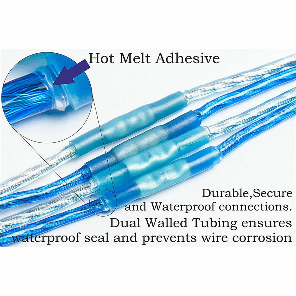100Pcs Heat Shrink Butt Wire Splice Seal Connectors Crimp Terminals 22-10Awg