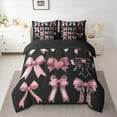 thumbnail image 2 of Feelyou Black Pink Bowknot Bedding Comforter Set 7pcs, Vintage Fashion Bow King Bedding Sets, Fairy Tale Princess Reversible Bed Sheets, Ultra Soft Bedroom Decor, 2 of 7