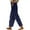 #01Navy, variant on Cropped Linen Pants Women 2026 Summer Loose Fit Casual Gauze Pant Elastic Waist Capri Beach Trouser with Pockets Pink XL