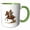 Green/White, variant on 3drose, Cowboy Rides Like Mad. Clouds of Dust. Elegant American Legend Gift, 11oz Two-tone Blue Mug
