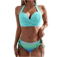 thumbnail image 7 of Edvintorg 3Pcs Bathing Suit Women Fashion Matching Multi-Color Printed Swimsuits Bikini Set Tight Fitting Gathering Swimsuit with Cover Up, 7 of 7