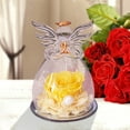 thumbnail image 4 of BGZLEU Preserved Rose for Women Birthday Gifts for Mom Gifts for Grandma Angel Figurines Gifts Yellow Rose Flower Rose in Glass Cover Women Gifts Valentines Anniversary Wedding Gifts, 4 of 8