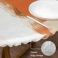 thumbnail image 4 of Ombre Orange White Gray Oil Painting Round Fitted Table Cover Abstract Art Waterproof Table Cloth with Elastic Edge Wipeable Tablecloth for Picnic Camping Party Fits 45"-54" Diameter, 4 of 8