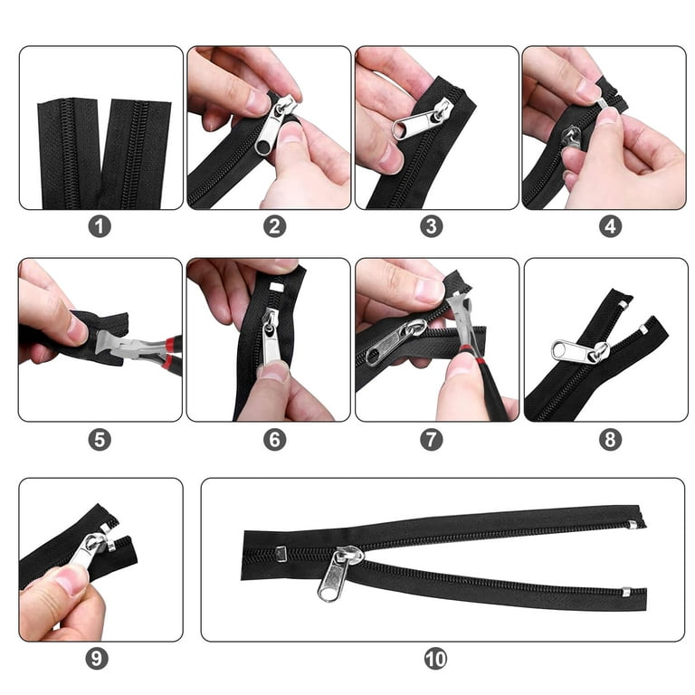 197pcs Zipper Repair Kit, TSV Zipper Fixing Replacement Set Includes Install Plier with Case for Sewing, Size: 4.1 x 2.75