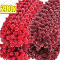 thumbnail image 2 of Venta al por mayor de mini bayas artificiales escarchadas de doble cabeza, acebo navideño, bayas rojas, doradas y plateadas, corona de flores, decoración para fiesta de Navidad, 2 of 5