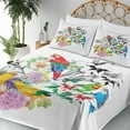 thumbnail image 3 of Ambesonne Parrot Fitted & Top Sheet Set with Shams, Floral Foliage Garden, Multicolor, 3 of 5