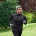 thumbnail image 4 of Camisas deportivas activas de secado rápido para hombres con cremallera de un cuarto de manga larga para correr Tops sudadera al aire libre (negro), 4 of 5