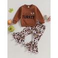 thumbnail image 2 of Toddler Baby Girl 2Pcs Thanksgiving Outfits Long Sleeve Sweatshirt Turkey Flare Pants Set, 2 of 7