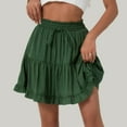thumbnail image 2 of RUTAYY Women Solid Color Lace Up Skirt High Waist Skirt Pleated Ruffle Fold Skirt Flowy Swing Skirts, 2 of 8