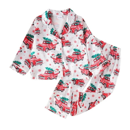 

XNHOU Baby Matching Outfits Christmas Long Sleeve Cartoon Prints Tops T Shirt Pants Fall Winter Clothing Little Clothes for Girl Boy 12-18 Months