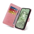 thumbnail image 6 of Designed for Google Pixel 8A Case Wallet,Women Flip Folio Cover with Butterfly & Flower Embossed PU Leather Stand Credit Card Holders Slots Wrist Strap Shockproof Phone Case,Pink, 6 of 11