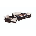 thumbnail image 3 of Direct Wicker 6-Piece Outdoor Patio Furniture Set with 72" Gas Propane Fire Pit Table Rattan Sectional Sofa Conversation Sets, Brown, 3 of 7
