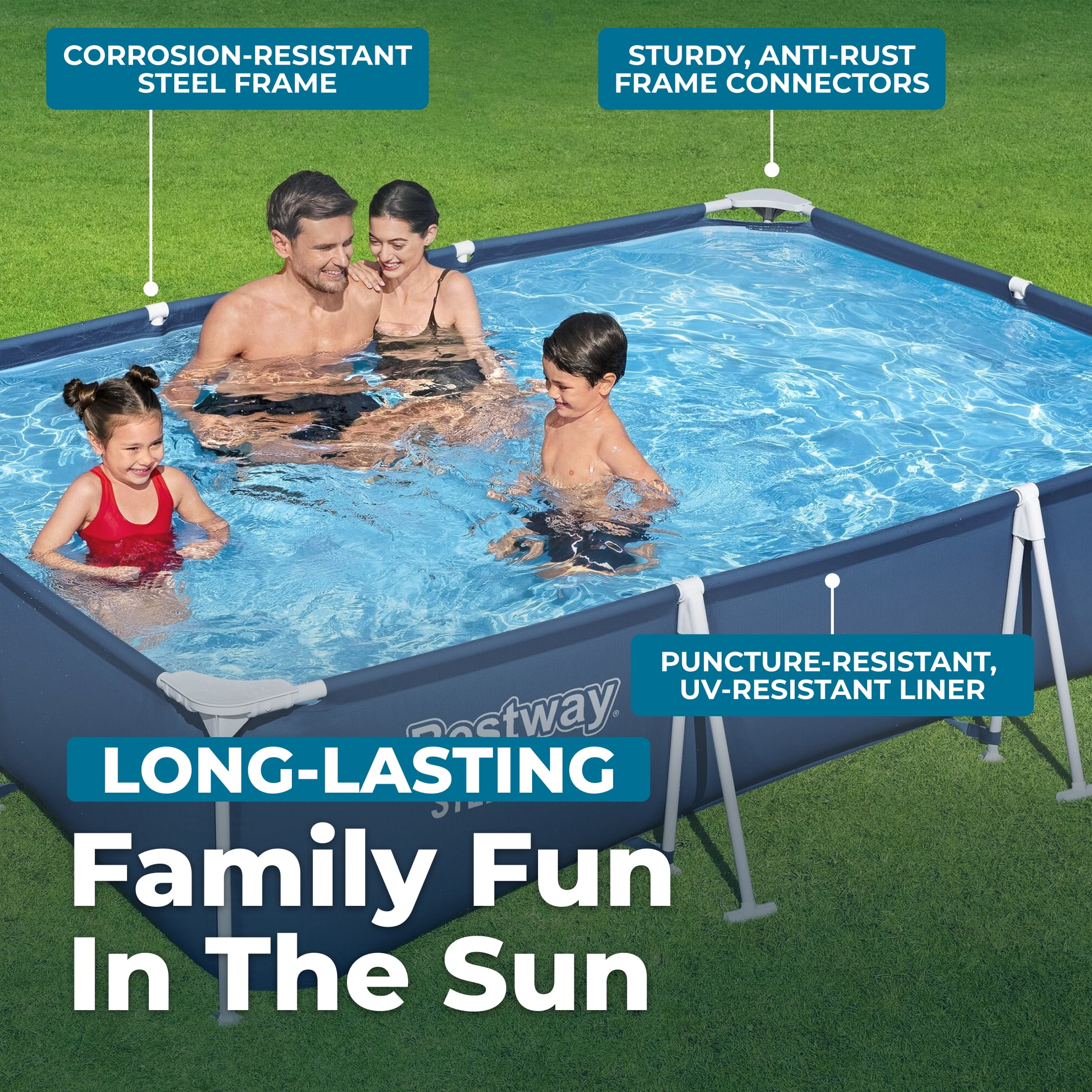 Bestway Steel Pro 9.8' x 6.6' x 26\" Metal Frame Above Ground Pool, Filter Pump & Cartridge