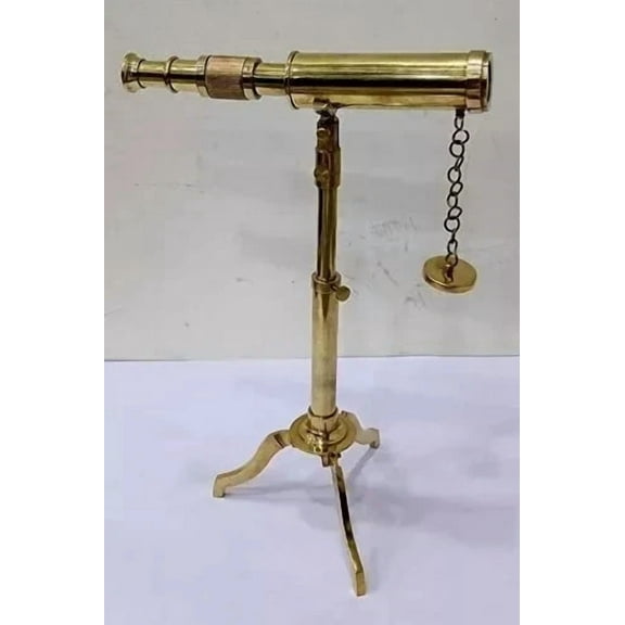 Vintage Brass Telescope on Tripod Stand – Antique Desktop Telescope for Home & Office Decor
