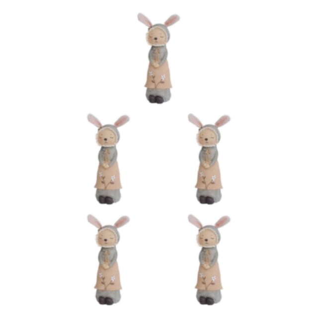 kurtrusly Cute Rabbit Statue Figurines Animal Sculpture Wedding Gift Craft female 8.5x23.5cm 5Set