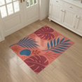 thumbnail image 3 of ODIKA 3'x5' Coral Teal Tropical Elegance with Modern Washable Throw Rug Chic Botanical Patterns for Contemporary Decor for Entryway, Kitchen, Mudroom, Stain Resistant, Low Profile, Non-Slip, 3 of 7