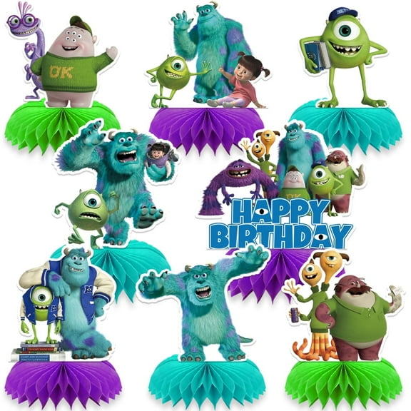 8Pcs Monsters University Theme 3D Double Side Honeycomb Centerpieces Table Toppers,Cartoon Birthday Party Decorations Supplies for kids.