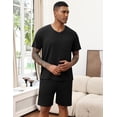 thumbnail image 2 of EKOUAER Mens Pajamas Set Soft Lounge Set V Neck Sleep Nightwear Short Sleeve Pjs with Pocket, 2 of 6