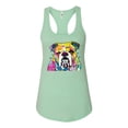 thumbnail image 2 of Wild Bobby Dean Russo Neon Colorful Pug Dog The Bulldog Dog Lover Women Racerback Tank Top, Mint, X-Large, 2 of 5