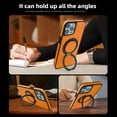 thumbnail image 5 of ELEHOLD Case for iPhone 12 Pro Max,  Magnetic Leather Case with 360°Rotatable Ring Stand [Compatible with MagSafe] Phone Case,Orange, 5 of 6