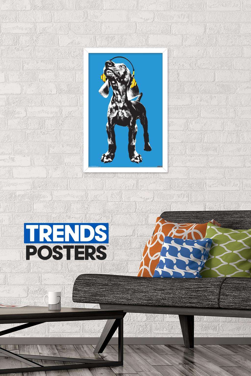 Keith Kimberlin - Puppy - Modern Weimaraner Pop Art Wall Poster, 14.725" x 22.375", Framed