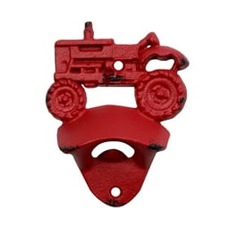 Rustic Cast Iron Wall Mount Red Farm Tractor Beer Cap Soda Pop Top Bottle Opener Rustic Cast Iron Wall Mount Red Farm Tractor Beer Cap Soda Pop Top Bottle Opener