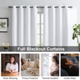thumbnail image 2 of White Full Blackout Window Curtains for Bedroom Noise Reducing Room Darkening Thermal Insulated Drapes Heavy Linen Texture 8 Grommets Top for Living Room with White Liner, 52" x 54", 2 Panels, 2 of 10