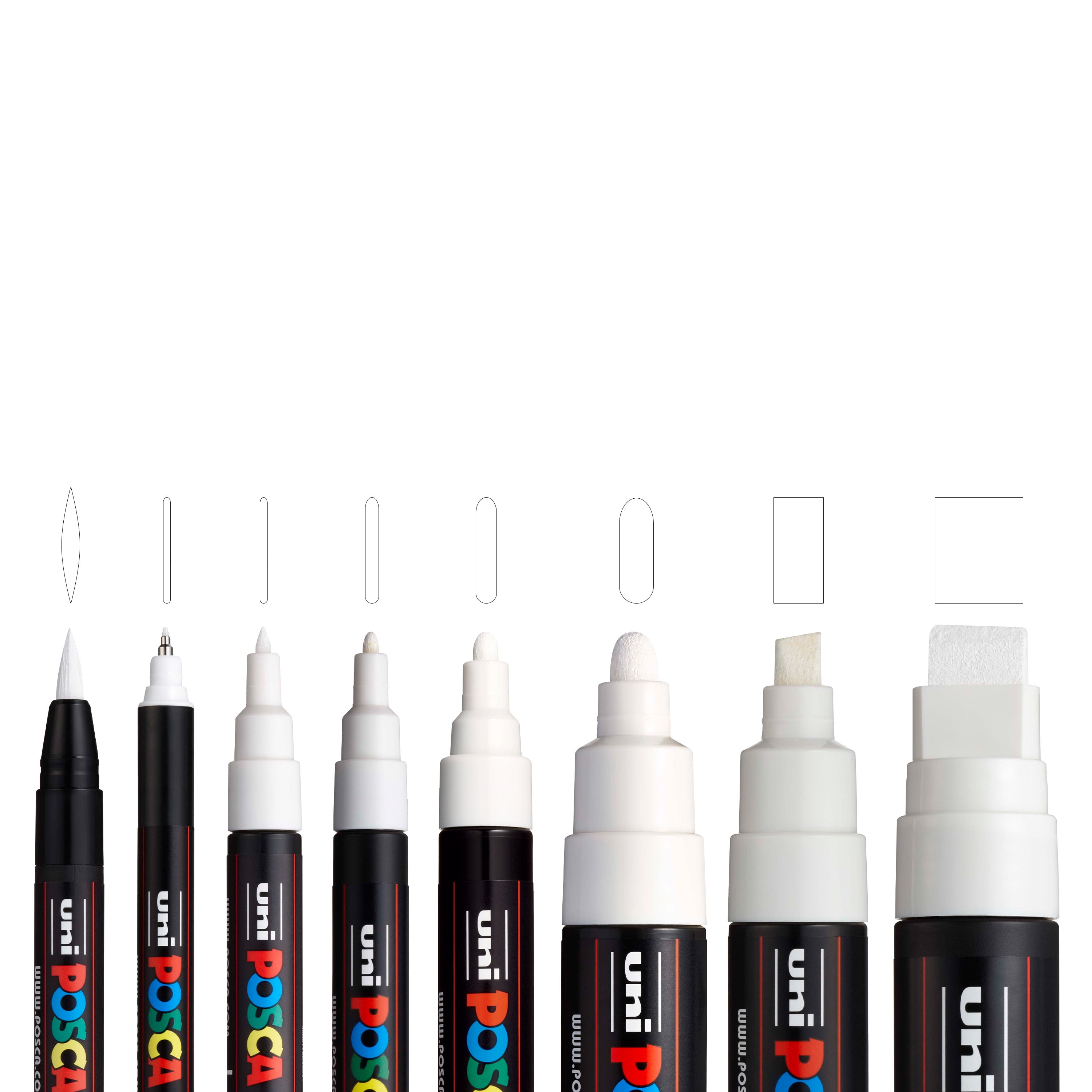 uni POSCA PC-MIX Water-Based Paint Markers, Assorted White Tips, 8 Pack