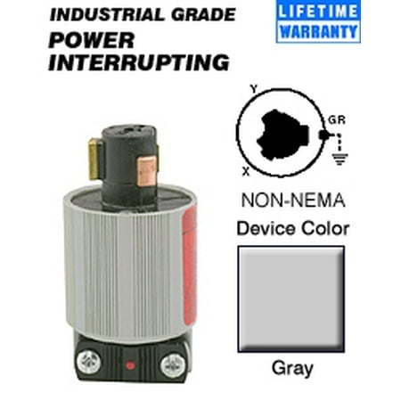Leviton 23004-HG Non-NEMA Power Inter. Hospital Use Plug Commercial - Gray