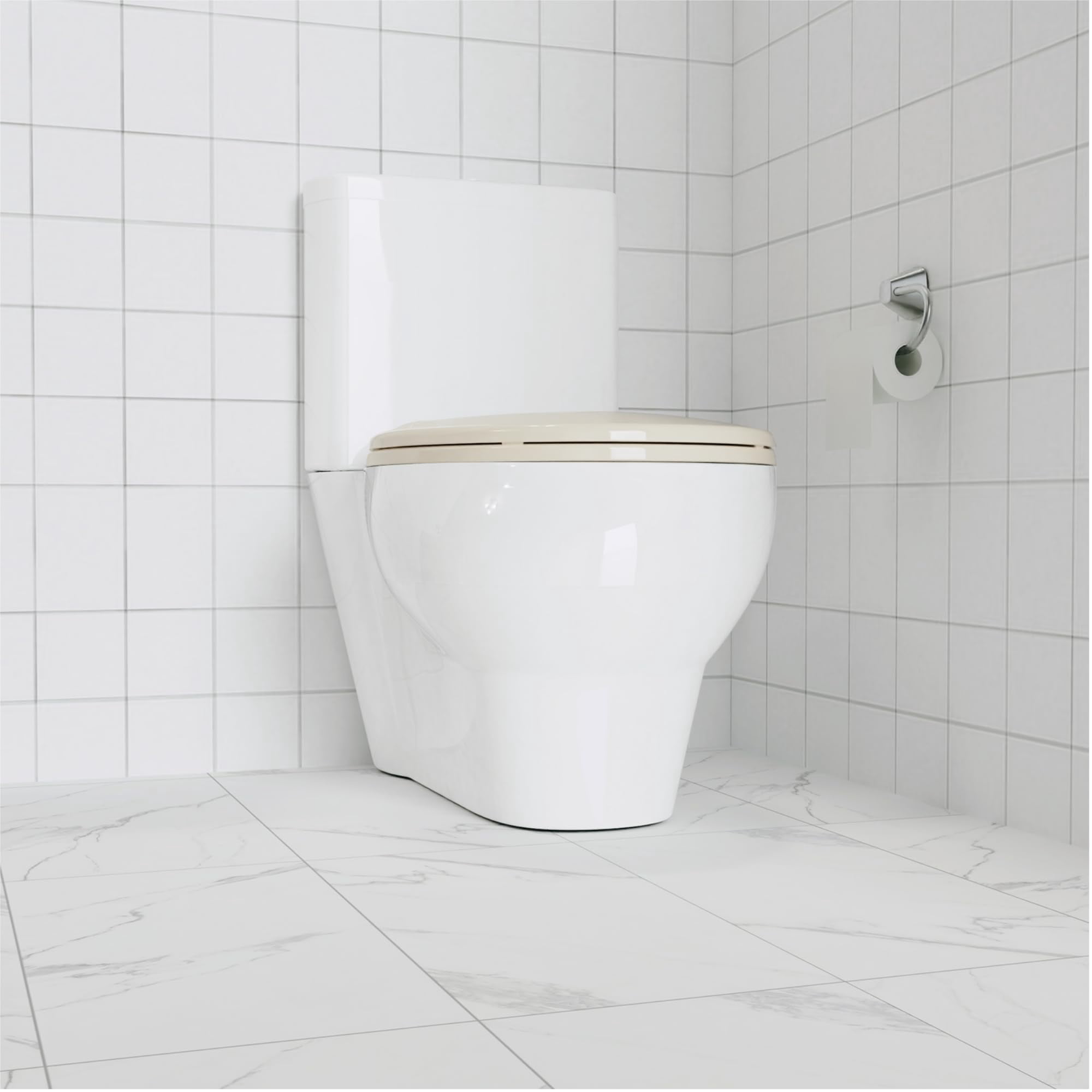 Soft Close Almond Commercial Toilet Seat - Quick-Release, Durable PP, Never Loosens, Easy Install & Clean, Fits 17" Standard Toilets, Almond Color