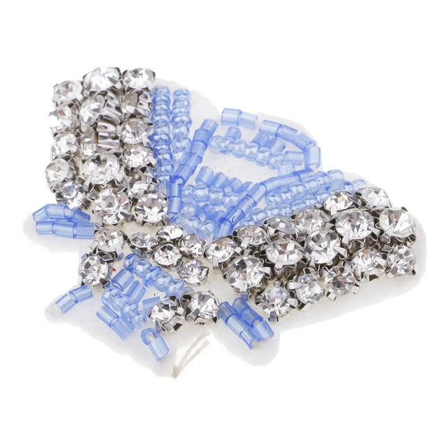 Abbracc Shell Design Beaded Rhinestone Patches Sew On Badge Bag Appliques DIY Sewing Craft Blue