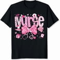 thumbnail image 2 of 100% Cotton Nurse Pink Bow Stethoscope Medical Heart Gift Box Pattern Women's Casual Graphic T-Shirt, 2 of 5
