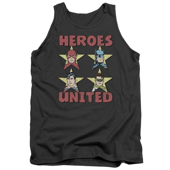 JLA Justice League United Stars Adult Tank Top Charcoal