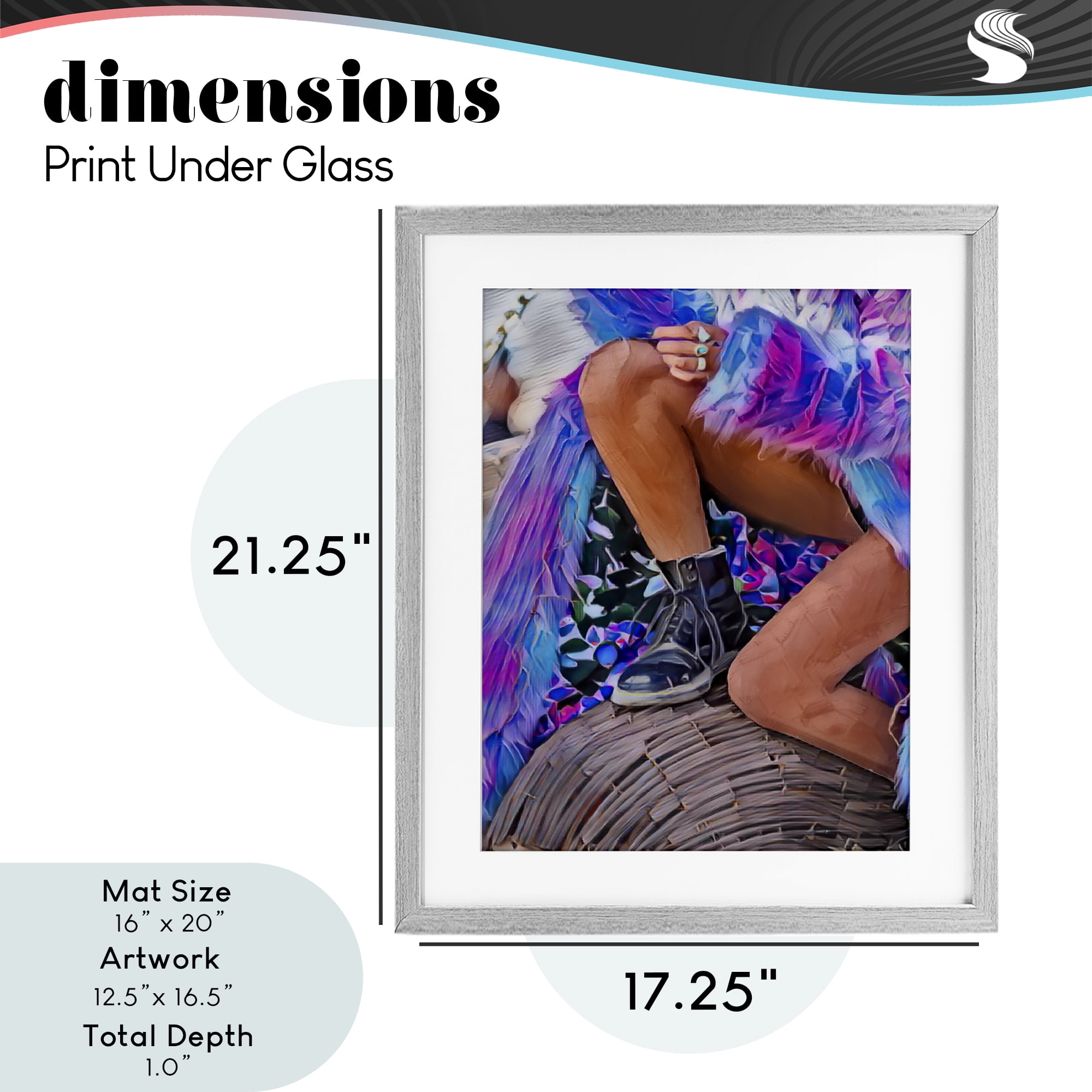 Purple Fur & Boots Gray Framed Print Under Glass, design by Jesse Keith