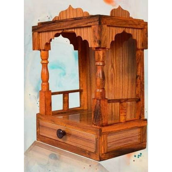 Wooden Temple Pooja Mandir Wooden Temple For Home Wooden Temple For Home Pooja (Height: 45 cm) Brown Small