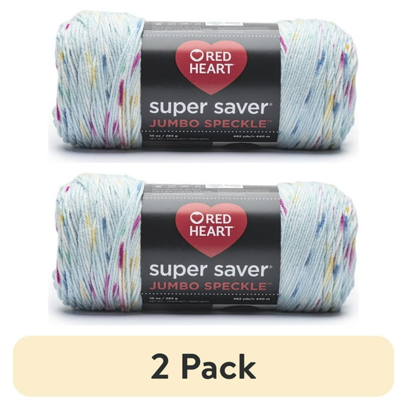 (2 pack) Red Heart Super Saver Medium Acrylic Yarn, Speckle Light Blue, 10oz 482yd