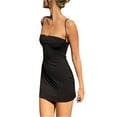 thumbnail image 4 of Women Going Out Mini Dress Sexy Spaghetti Strap Low Cut Bodycon Mini Dress Y2k Lace Dress Party Clubwear, 4 of 5