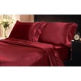thumbnail image 2 of 4-Pc 400TC Satin Bed Sheet Pillowcase Set DP Lingerie Silky Charmeuse Red King, 2 of 2
