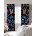 thumbnail image 4 of Spring Floral Blackout Curtains for Bedroom Living Room Darkening Curtains 54 Inch Long Modern Abstract Art Birds Short Curtain for Small Window Treatment Thermal Insulated Grommet Drapes 42"x54"x2, 4 of 9