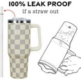 thumbnail image 3 of 40oz Stainless Steel Tumbler with Handle & Straw Lid - Vacuum Insulated, Leak Proof - Great Gift for Men, Women - Cream Checkered, 3 of 6