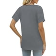 thumbnail image 4 of Womens V Neck Basic Tops Tunic T Shirts Summer Short Sleeve Casual Tees Shirts Gray M, 4 of 6