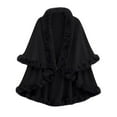 thumbnail image 1 of Women's Winter Shawl Cape Jacket with Faux Wool Collar, Double Layer Knit Cardigan for Plus Size, 1 of 5