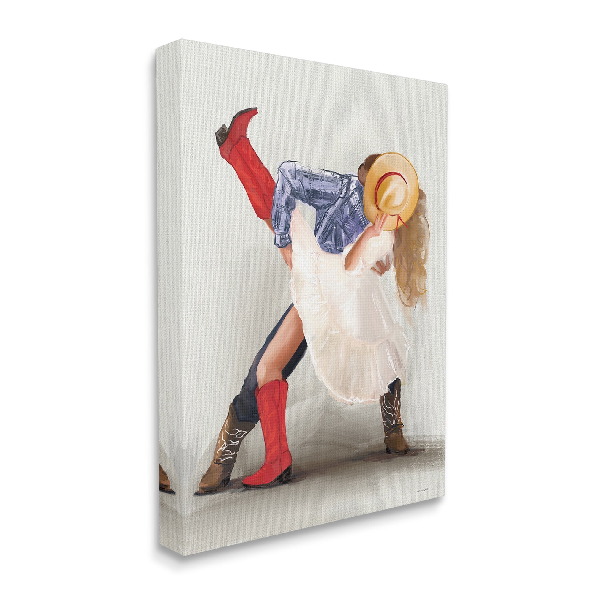 Stupell Industries Southern Couple Kiss Abstract Painting Gallery Wrapped Canvas Art Print Wall Art, 30 x 40