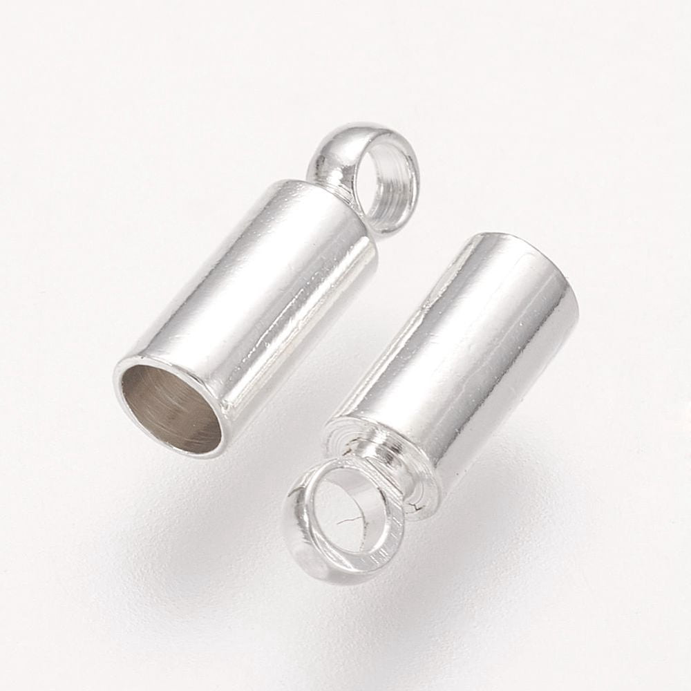 2000pcs Brass Cord Ends End Caps Nickel Free Silver color 8x2.8mm Hole: 1.5mm 2mm inner diameter
