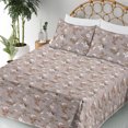 thumbnail image 3 of Garden Scene Sheet Set, Botanical Theme Hibiscus Flowers With Leaves Pattern Jungle Boho, Fitted & Flat Sheet with Pillowcase Bedding Accent 3 Pcs Set, Twin, Green Brown White Coral, by Ambesonne, 3 of 5